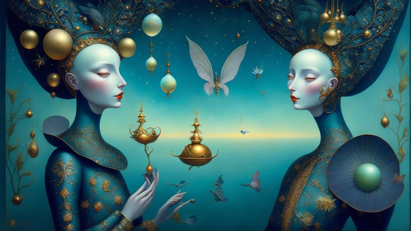 Ethereal Women in Dreamlike Twilight Setting