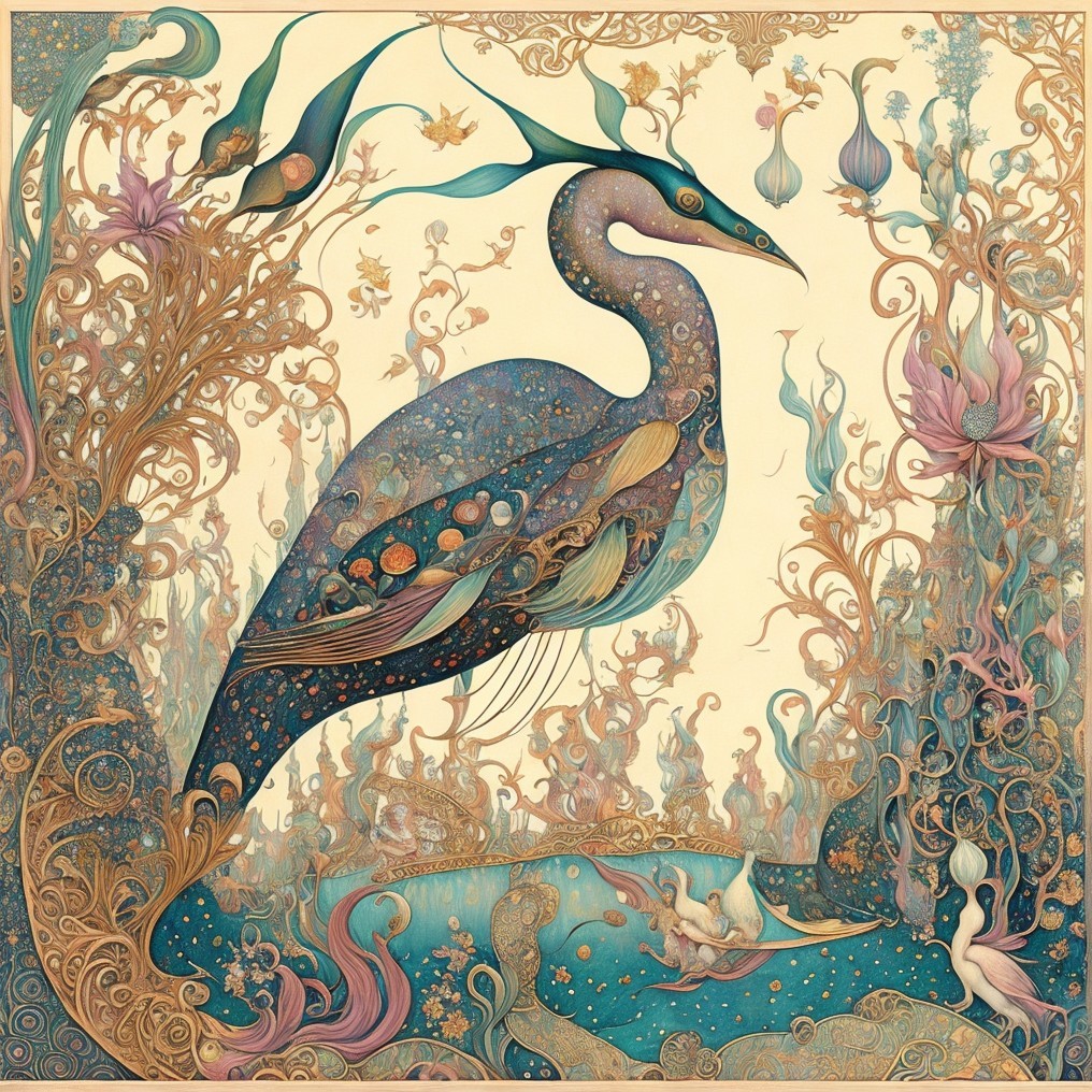 Intricate Peacock Artwork with Vibrant Patterns and Flora