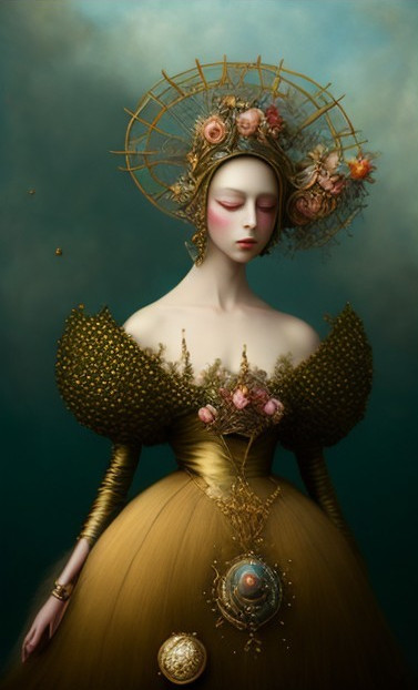 Surreal Composition of Ethereal Figures and Nature