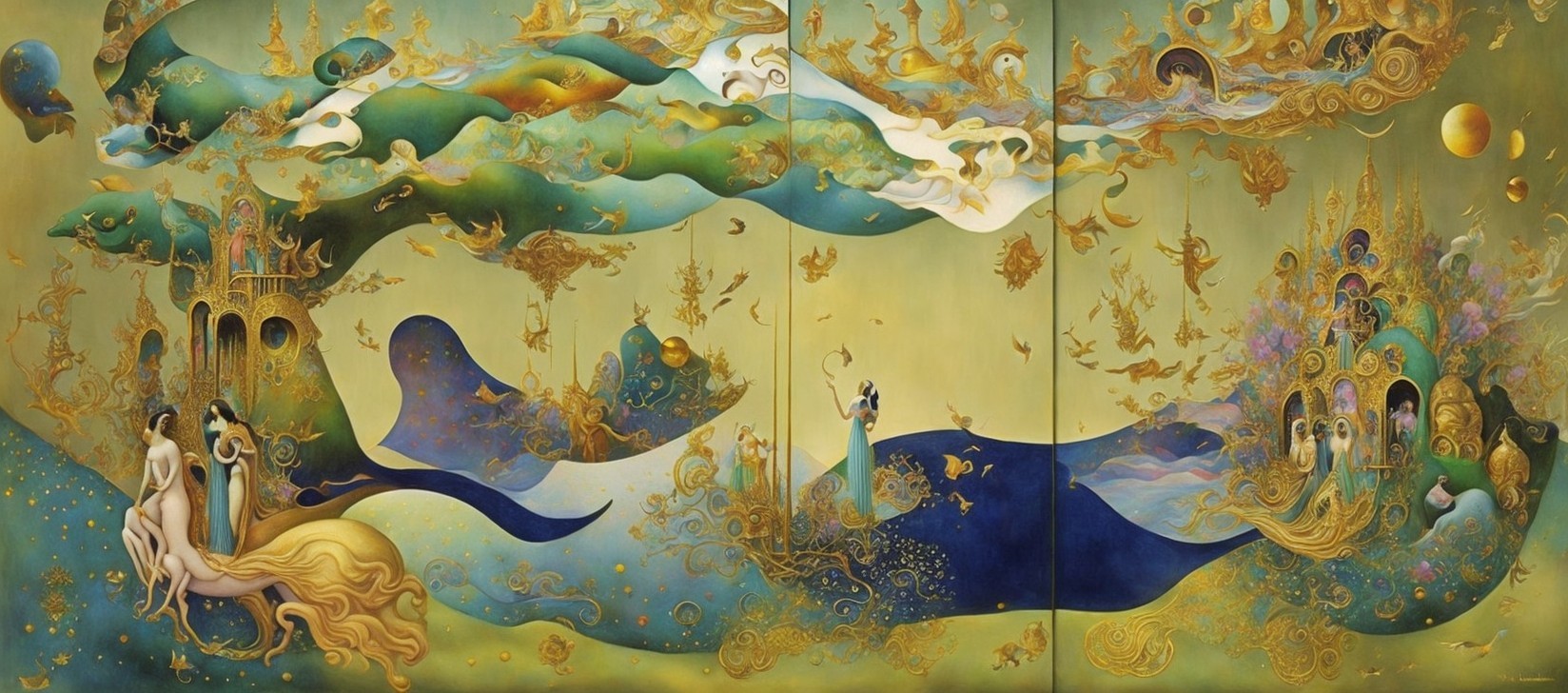 Hyperdetailed Art Nouveau Panoramic Dream Landscape
