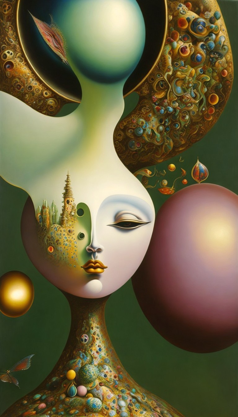 Surreal Artwork of Ethereal Figure with Cosmic Elements