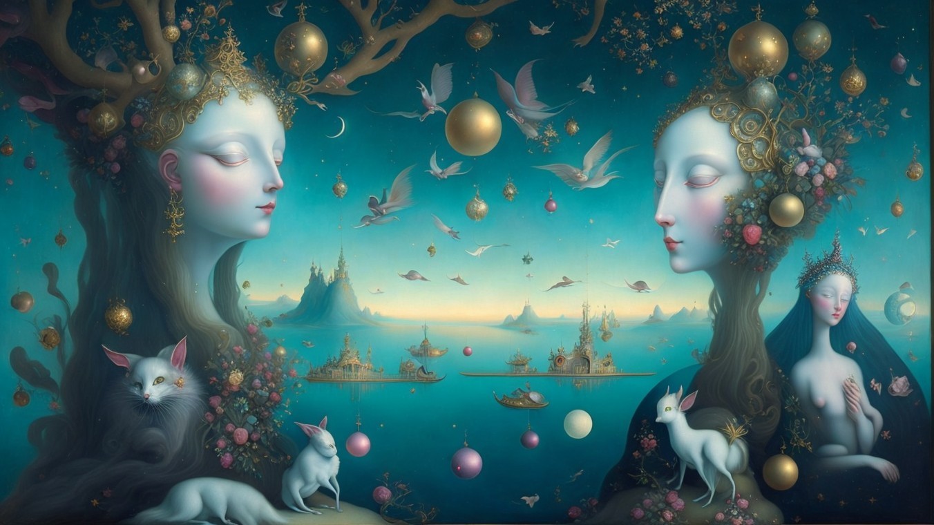 Ethereal Women in a Surreal Nature Landscape