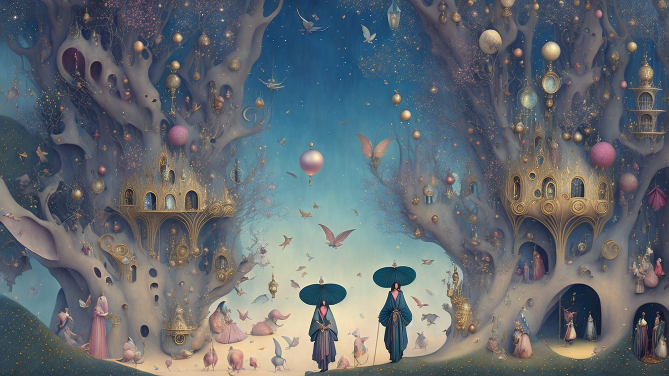Whimsical Dreamlike Landscape with Surreal Elements