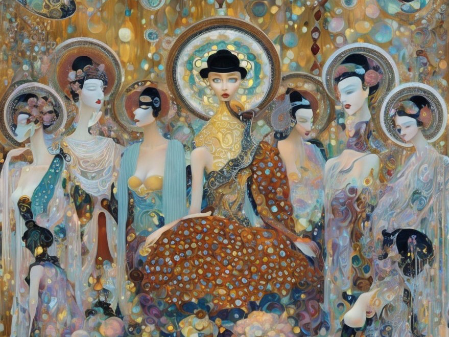 Artistic Composition with Central and Ethereal Figures