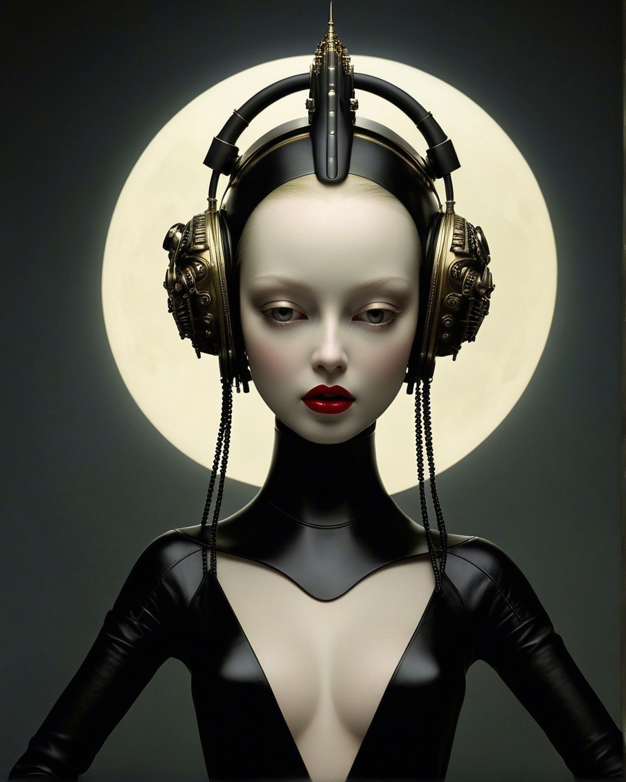 Futuristic Elegance Under a Glowing Moon