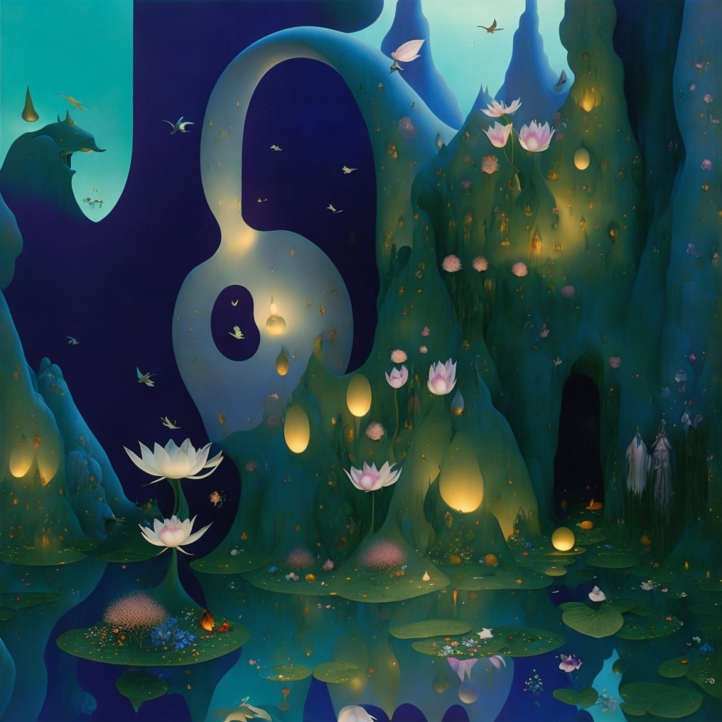 Surreal Landscape with Ethereal Light and Flora