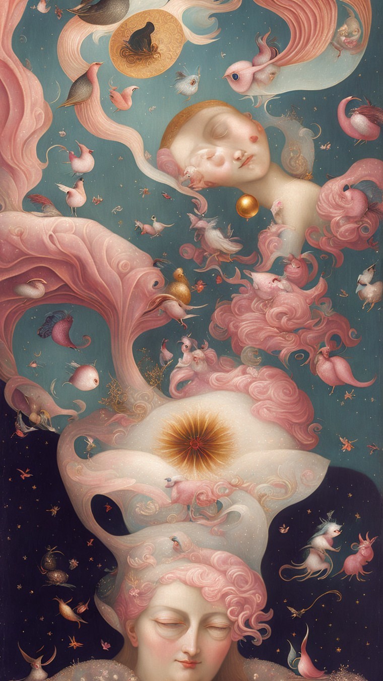 Dreamlike Artwork with Ethereal Pastel Elements