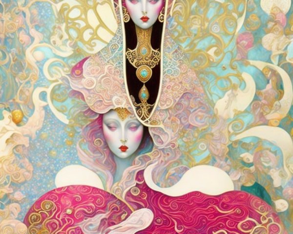 Mystical Artwork with Ethereal Figures and Colors