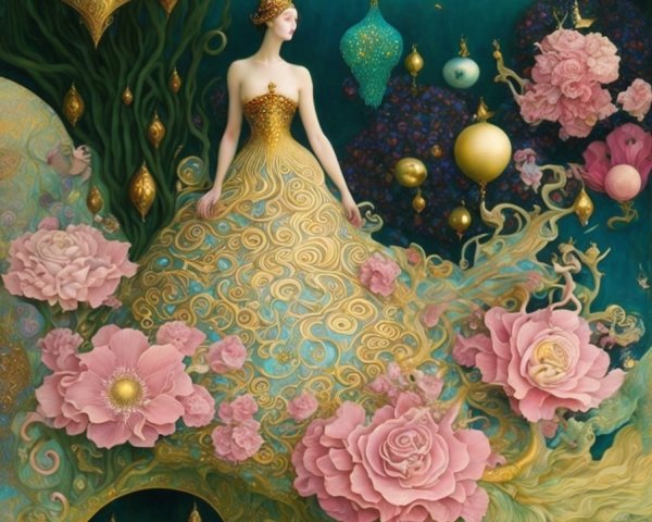 Enchanting Underwater Scene with Floral Elements