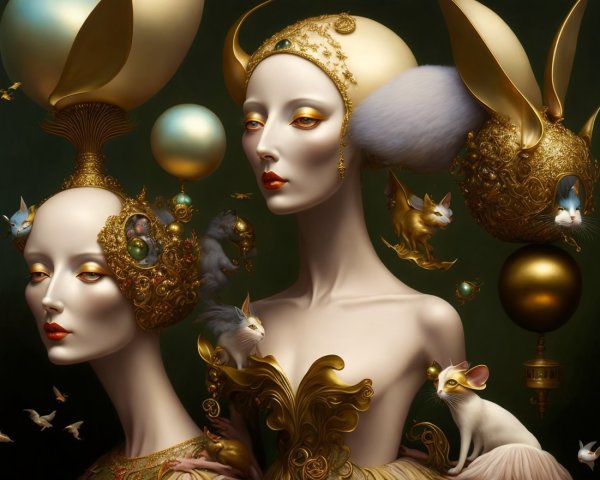 Ethereal Figures in Surreal Fantasy Setting