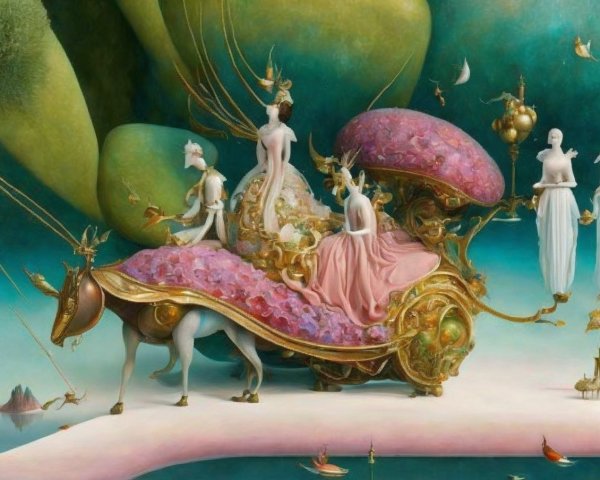 Whimsical Chariot in a Surreal Dreamlike Landscape