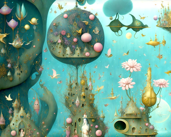 Whimsical Underwater Landscape with Vibrant Flora