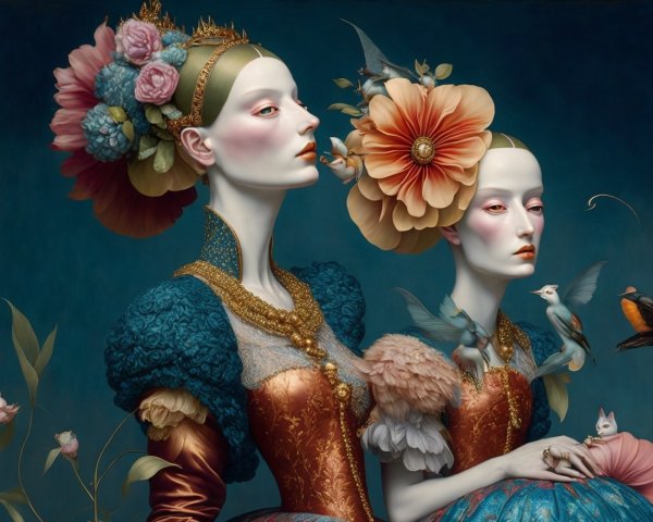 Ethereal Figures in Colorful Historical Fashion