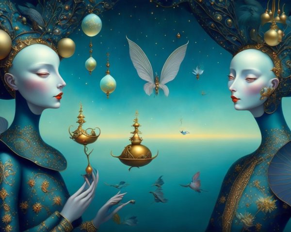Ethereal Women in Dreamlike Twilight Setting