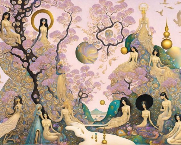 Surreal Artwork of Ethereal Women and Celestial Elements