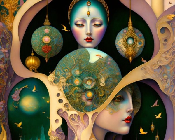 Surreal Dreamlike Composition with Ethereal Figures