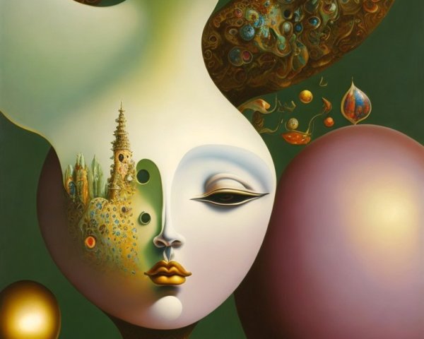 Surreal Artwork of Ethereal Figure with Cosmic Elements