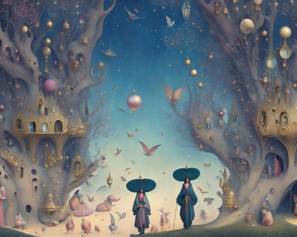 Whimsical Dreamlike Landscape with Surreal Elements