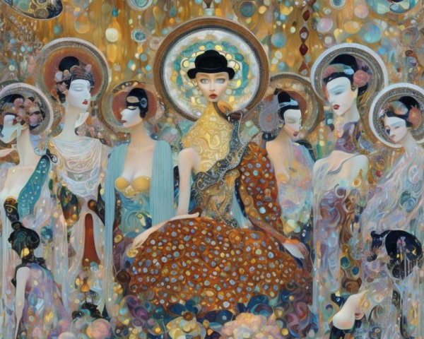 Artistic Composition with Central and Ethereal Figures