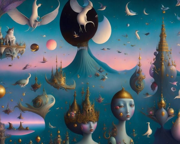 Surreal Dreamlike Landscape with Ethereal Elements