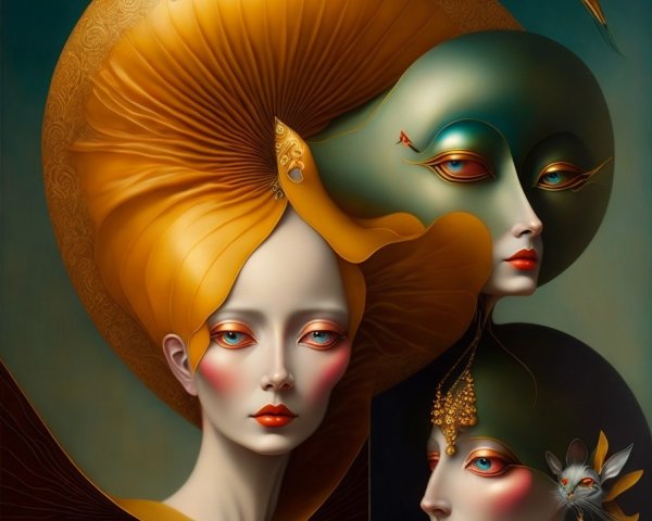 Three Ethereal Female Figures in Dreamlike Artwork