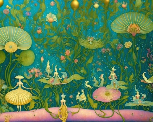 Whimsical Underwater Scene with Vibrant Colors and Details