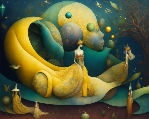 Mythological Narrative Painting with Surreal Elements