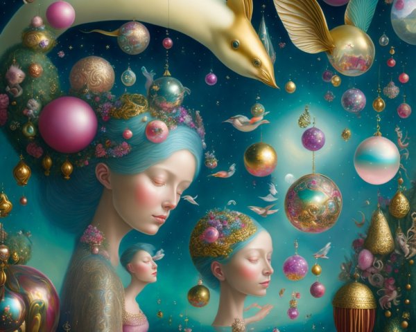 Ethereal Women with Intricate Hairstyles and Ornaments