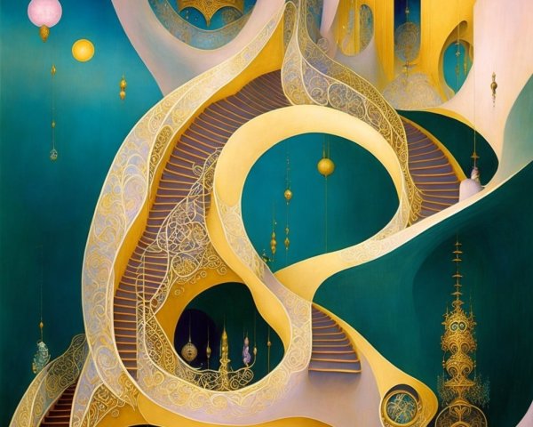 Surreal Architectural Design with Swirling Staircases
