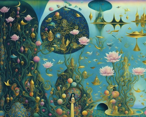 Surreal Underwater Landscape with Vibrant Colors