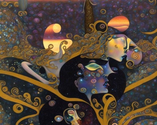 Vibrant Dreamlike Artwork with Abstract Shapes and Colors