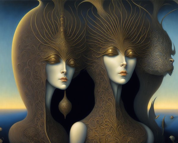 Surreal Composition of Ethereal Female Figures