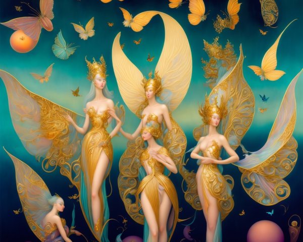 Ethereal Figures in a Vibrant Fantasy Scene