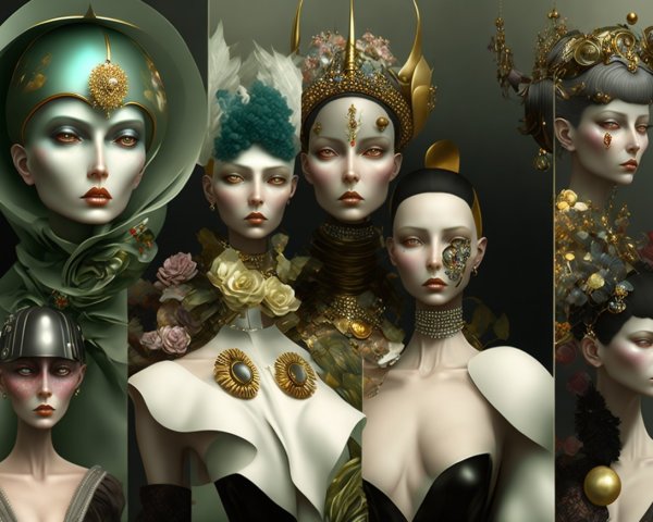 Avant-Garde Fashion Sculptures with Nature-Inspired Elements