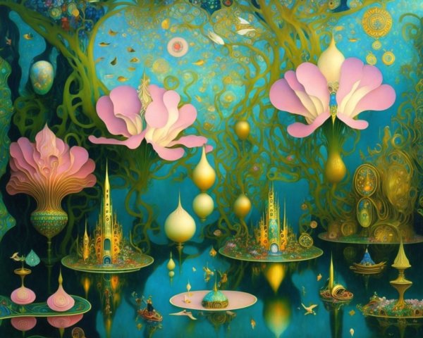 Surreal Landscape with Vibrant Colors and Forms