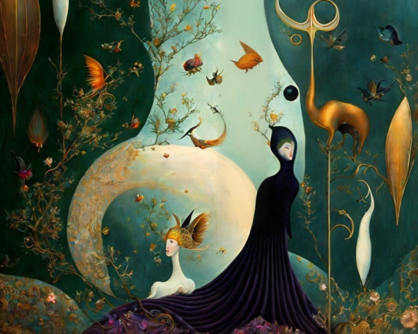 Mystical Landscape with Ethereal Flora and Figures
