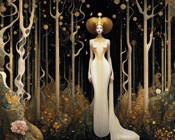 Majestic Figure in an Enchanted Forest Setting