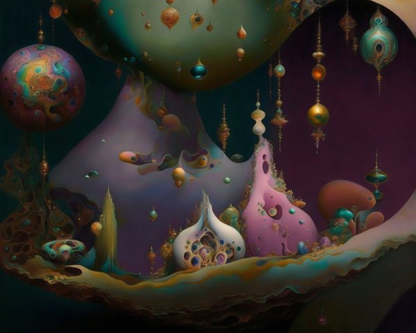 Surreal Landscape with Vibrant Otherworldly Forms