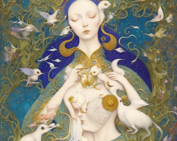 Ethereal Figure in Vibrant, Dreamlike Landscape