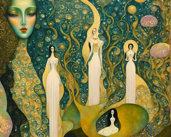 Surreal Dreamlike Landscape with Ethereal Figures