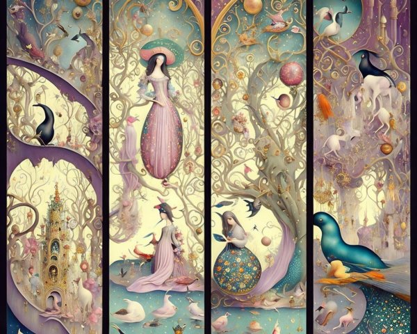 Whimsical Illustration of Dreamy Fairytale Landscapes
