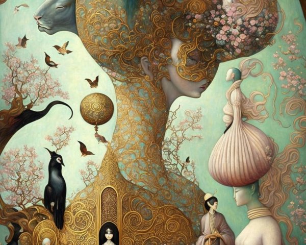 Surreal Artwork with Nature and Intricate Patterns