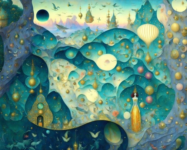 Whimsical Fantasy Painting of a Magical Landscape