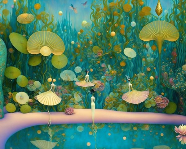 Enchanting Underwater Scene with Ethereal Figures