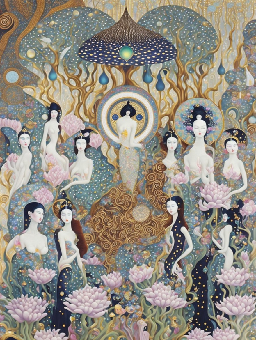 Serene Scene of Enlightenment with Lotus Flowers