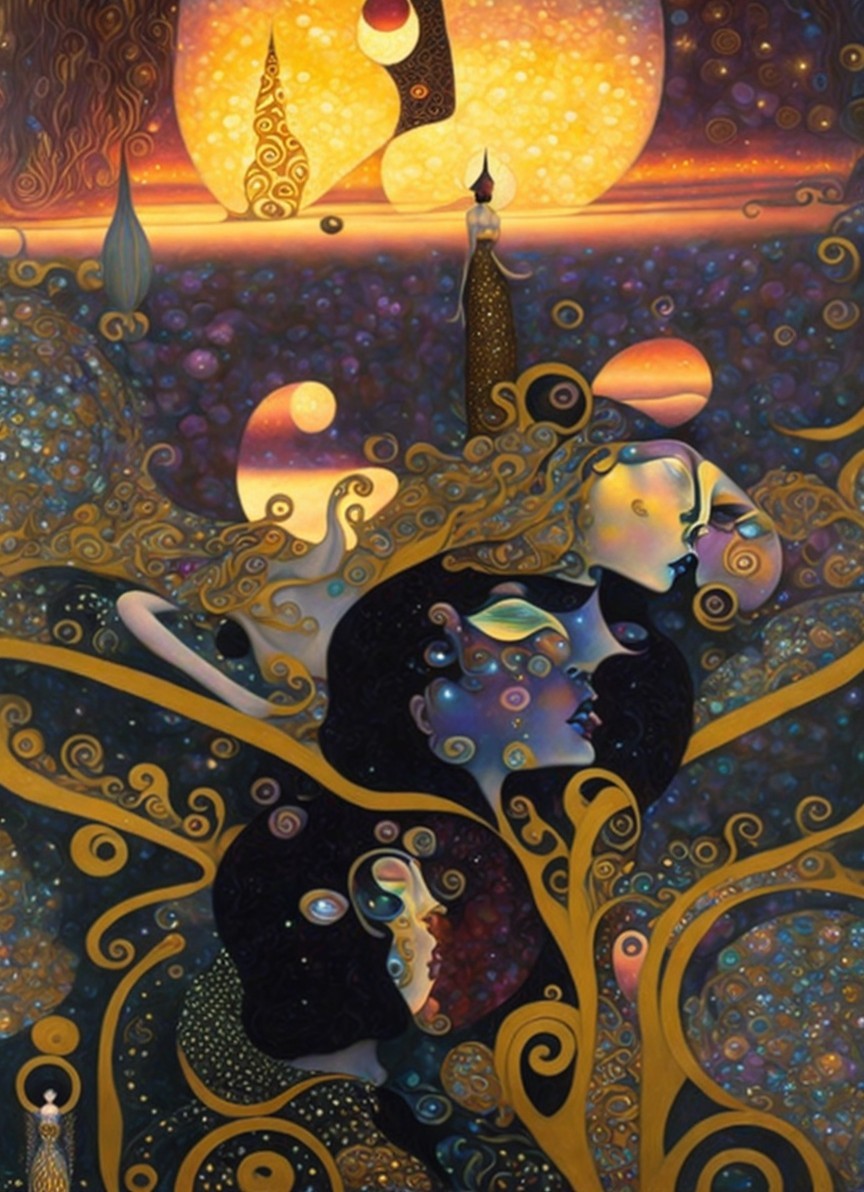 Vibrant Dreamlike Artwork with Abstract Shapes and Colors