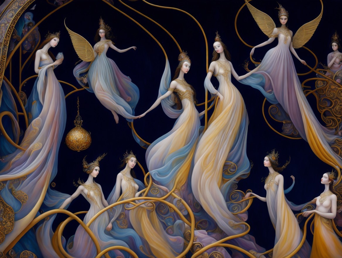 Ethereal Figures in Dreamlike Pastel Scene