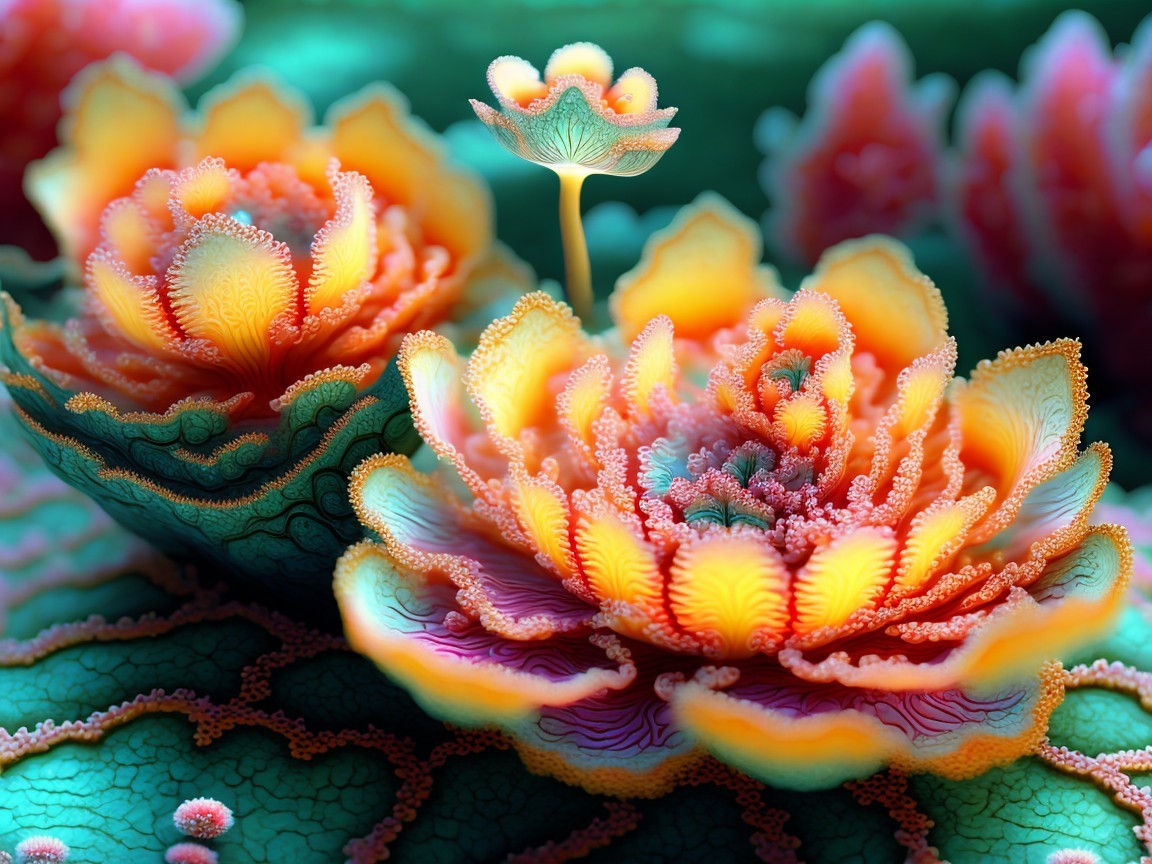 Intricate Water Lily Flowers in Vibrant Colors