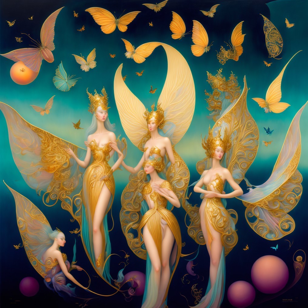 Ethereal Figures in a Vibrant Fantasy Scene