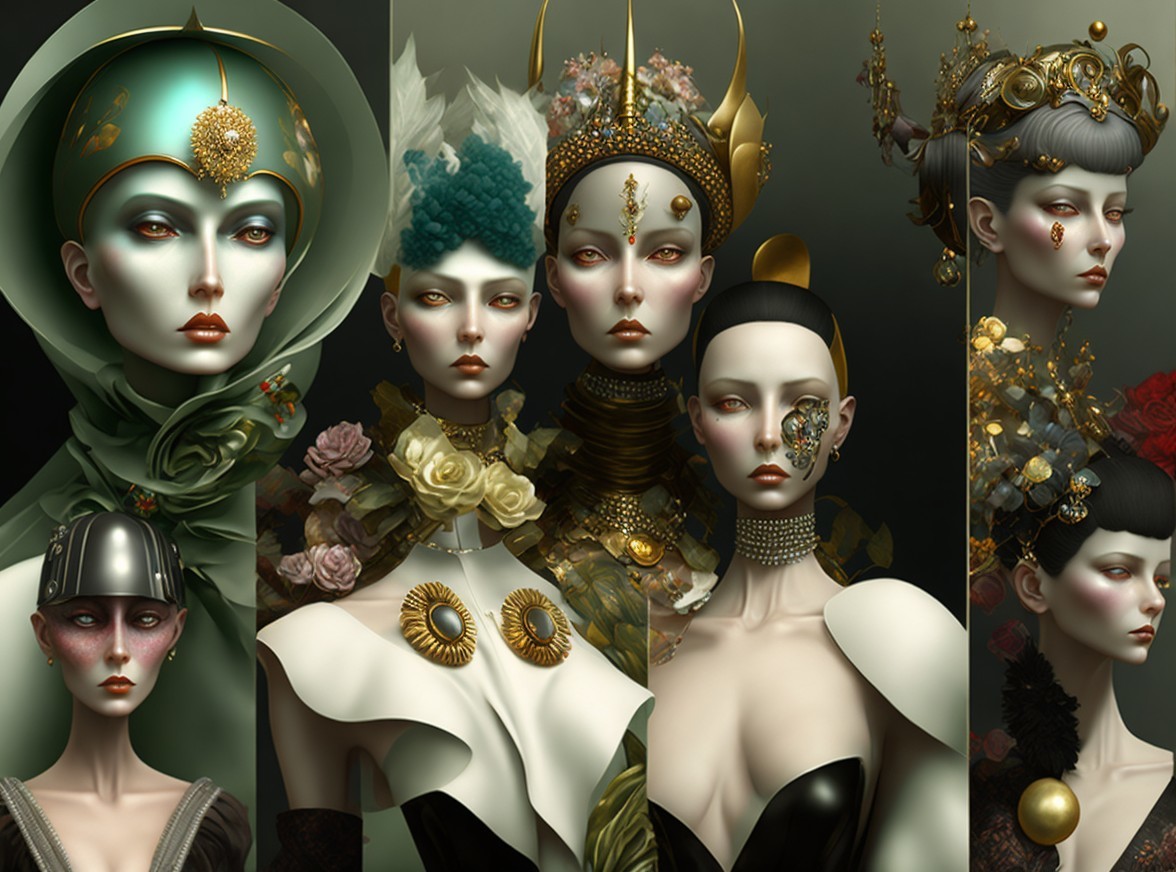 Avant-Garde Fashion Sculptures with Nature-Inspired Elements